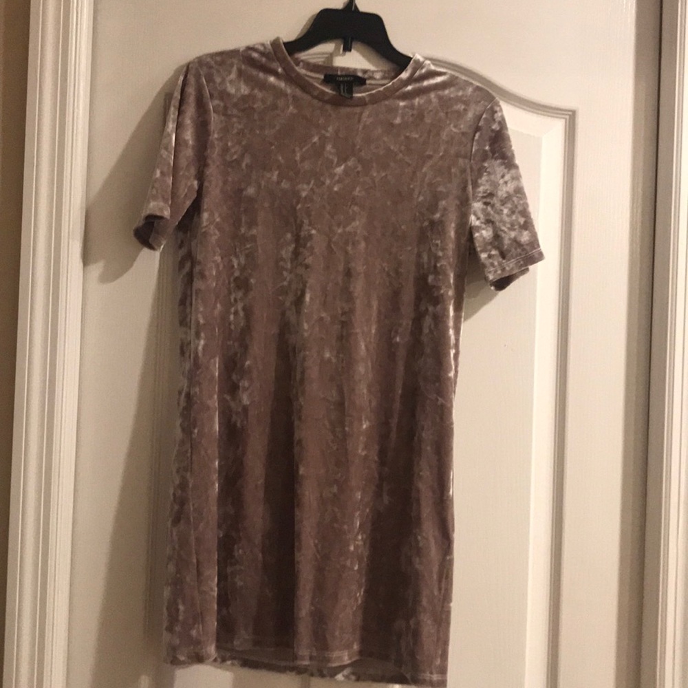 Beige Velvet T-Shirt Dress